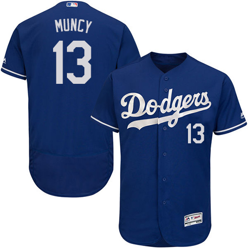 Authentic Men's Max Muncy Royal Blue Jersey - #13 Baseball Los Angeles Dodgers Flexbase Collection