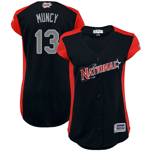 Authentic Women's Max Muncy Navy Blue Jersey - #13 Baseball Los Angeles Dodgers National League 2019 All-Star