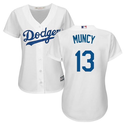 Authentic Women's Max Muncy White Home Jersey - #13 Baseball Los Angeles Dodgers