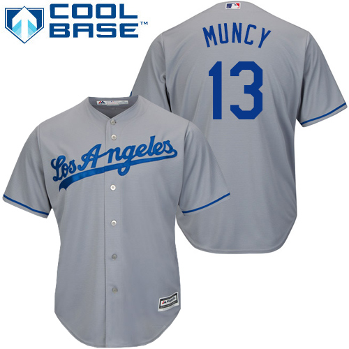 Authentic Youth Max Muncy Grey Road Jersey - #13 Baseball Los Angeles Dodgers Cool Base
