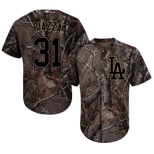 Authentic Men's Mike Piazza Camo Jersey - #31 Baseball Los Angeles Dodgers Flex Base Realtree Collection