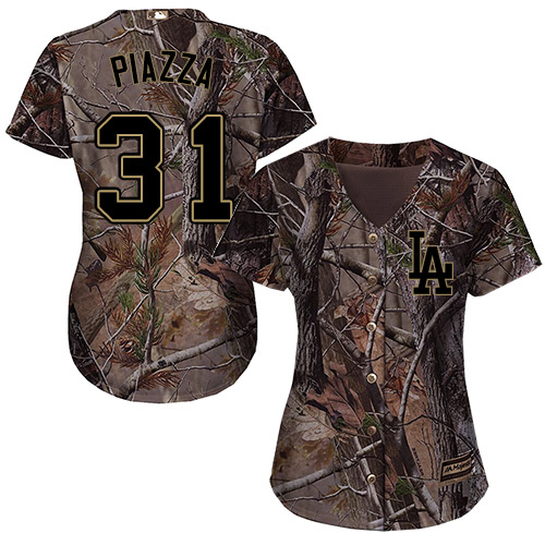 Authentic Women's Mike Piazza Camo Jersey - #31 Baseball Los Angeles Dodgers Flex Base Realtree Collection