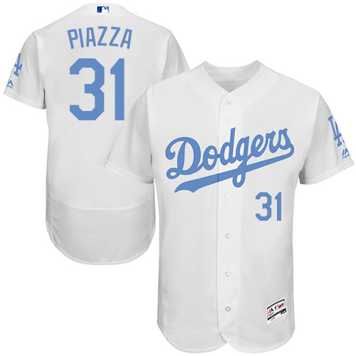 Men's Los Angeles Dodgers #31 Mike Piazza Authentic White 2016 Father's Day Fashion Flex Base Baseball Jersey