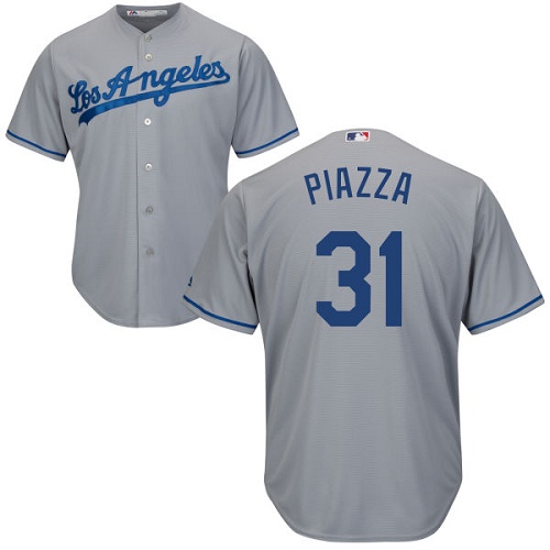Men's Los Angeles Dodgers #31 Mike Piazza Replica Grey Road Cool Base Baseball Jersey