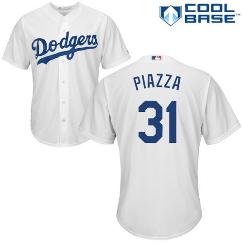 Men's Los Angeles Dodgers #31 Mike Piazza Replica White Home Cool Base Baseball Jersey