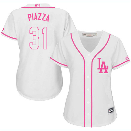Women's Los Angeles Dodgers #31 Mike Piazza Authentic White Fashion Cool Base Baseball Jersey