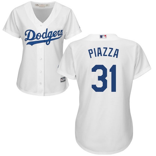 Women's Los Angeles Dodgers #31 Mike Piazza Authentic White Home Cool Base Baseball Jersey