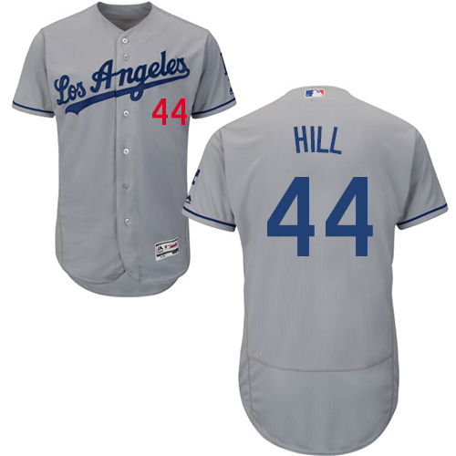 Authentic Men's Rich Hill Grey Road Jersey - #44 Baseball Los Angeles Dodgers Flex Base