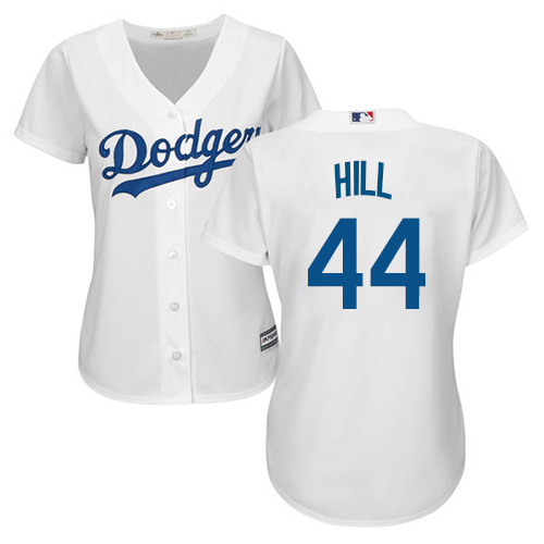 Authentic Women's Rich Hill White Home Jersey - #44 Baseball Los Angeles Dodgers Cool Base