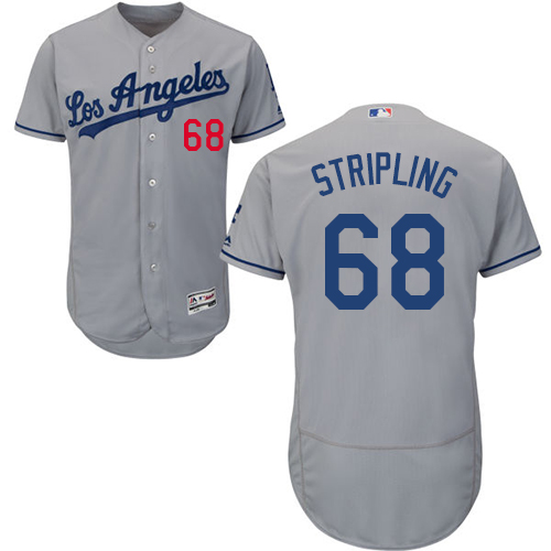 Authentic Men's Ross Stripling Grey Road Jersey - #68 Baseball Los Angeles Dodgers Flex Base
