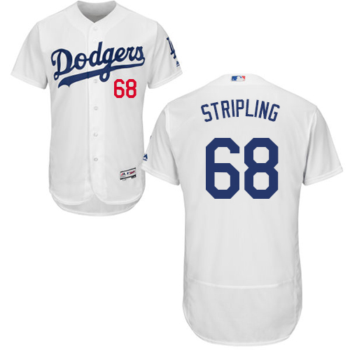 Authentic Men's Ross Stripling White Home Jersey - #68 Baseball Los Angeles Dodgers Flex Base