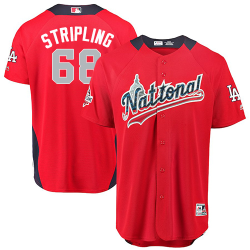 Game Men's Ross Stripling Red Jersey - #68 Baseball Los Angeles Dodgers National League 2018 Baseball All-Star