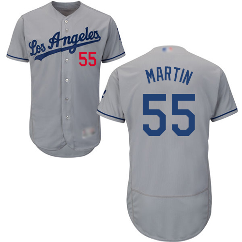 Authentic Men's Russell Martin Grey Road Jersey - #55 Baseball Los Angeles Dodgers Flex Base