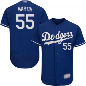 Authentic Men's Russell Martin Royal Blue Alternate Jersey - #55 Baseball Los Angeles Dodgers Flex Base