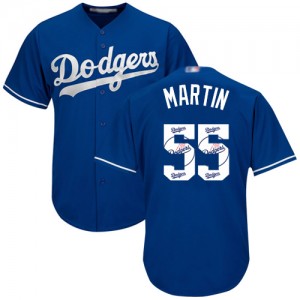 Authentic Men's Russell Martin Royal Blue Jersey - #55 Baseball Los Angeles Dodgers Cool Base Team Logo Fashion