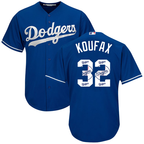 Men's Los Angeles Dodgers #32 Sandy Koufax Authentic Royal Blue Team Logo Fashion Cool Base Baseball Jersey