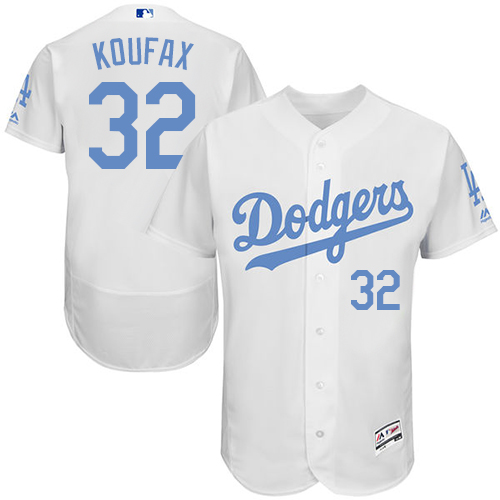 Men's Los Angeles Dodgers #32 Sandy Koufax Authentic White 2016 Father's Day Fashion Flex Base Baseball Jersey