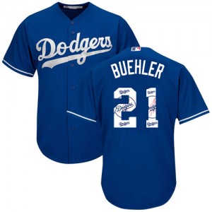 Nike Men's Los Angeles Dodgers Walker Buehler #21 Royal Cool Base Alternate  Jersey
