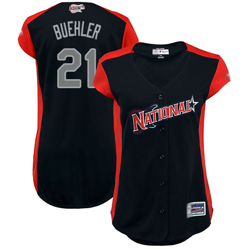 Authentic Women's Walker Buehler Navy Blue Jersey - #21 Baseball Los Angeles Dodgers National League 2019 All-Star