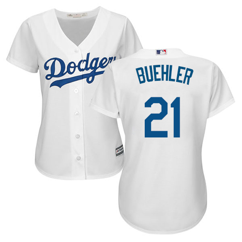 Authentic Women's Walker Buehler White Home Jersey - #21 Baseball Los Angeles Dodgers Cool Base