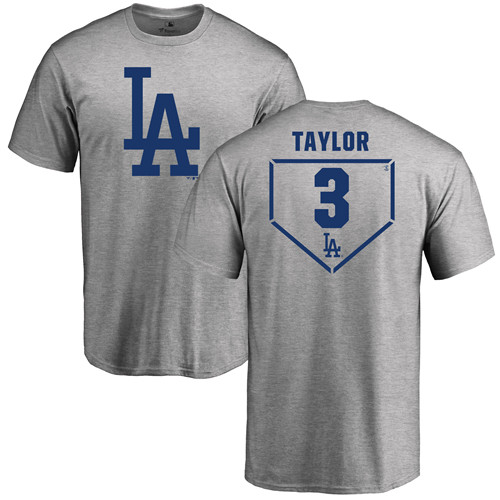 Chris Taylor Gray RBI - #3 Baseball Los Angeles Dodgers T-Shirt